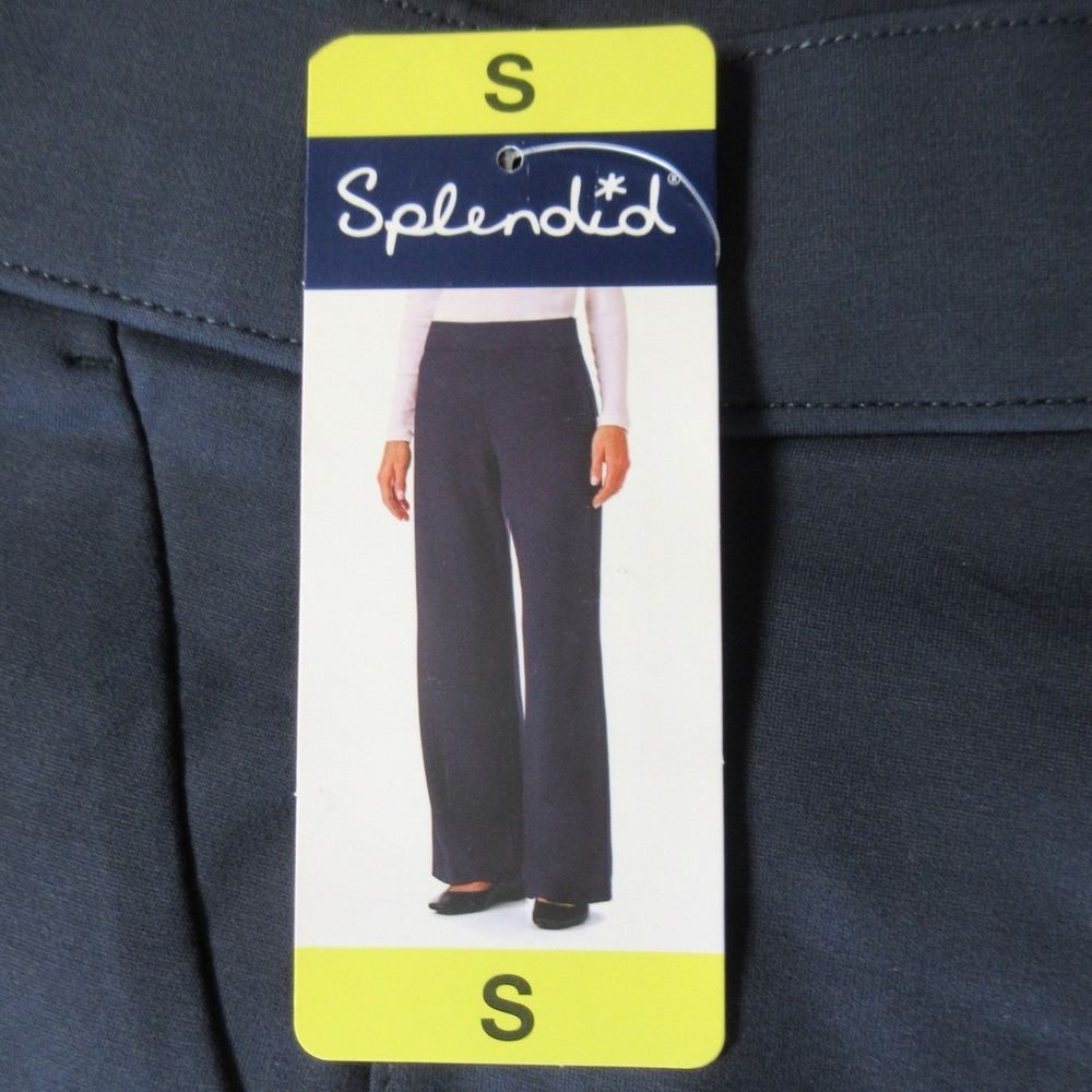 SPLENDID Wide Leg Pull On Trousers Size S Navy Blue Stretch Knit Dress Pants NWT